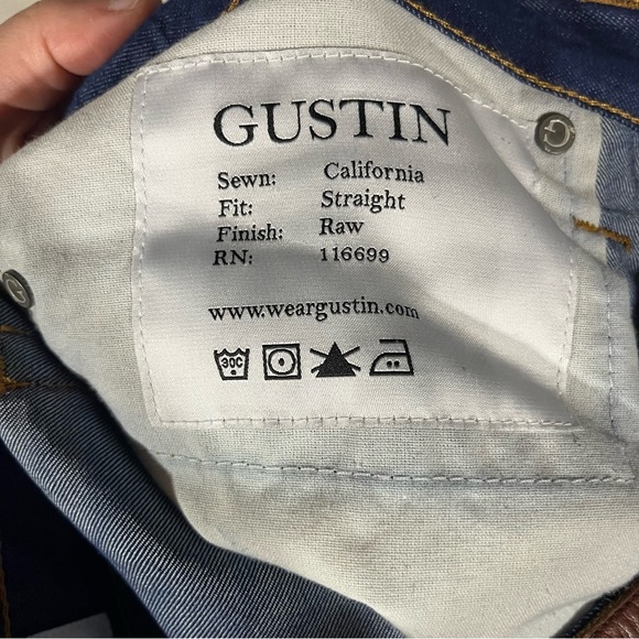 Gustin Indigo Raw Button Fly Straight Leg Selvedge Denim Jeans 32 - Picture 7 of 12